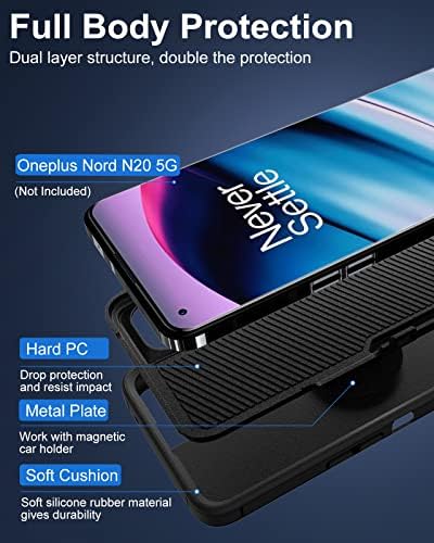 Dahkoiz עבור OnePlus nord N20 5G Case, [CAP אטום אבק מובנה], [עבודה עם מכונית מגנטית], הגנת גוף מלא סיליקון